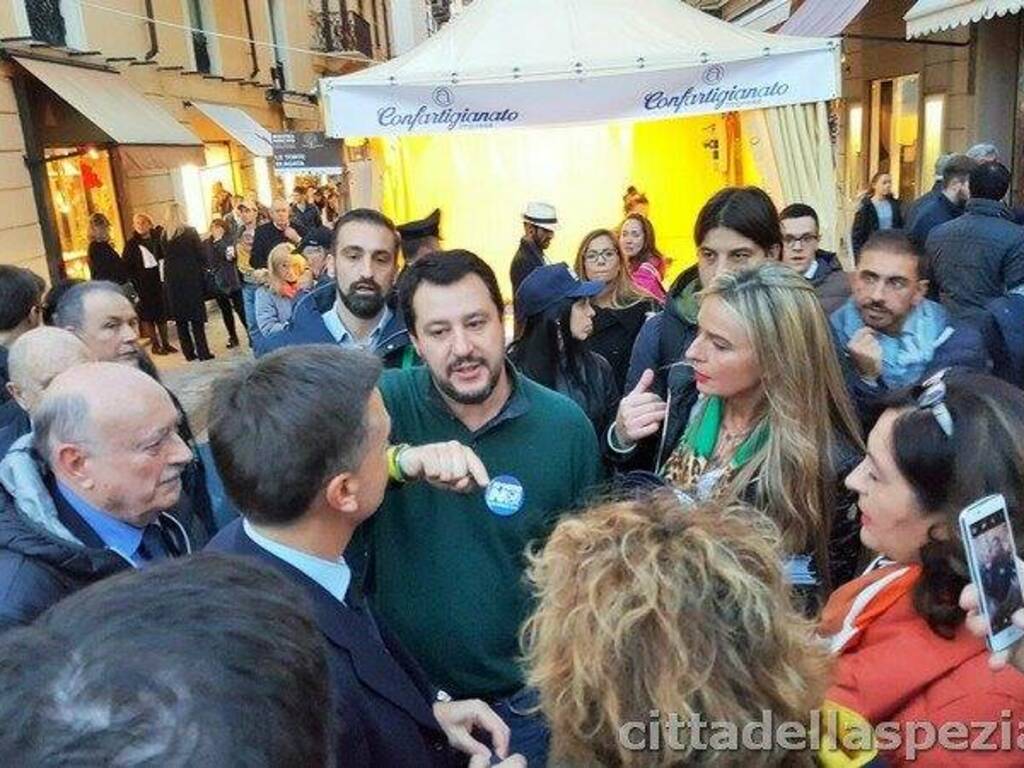 Matteo Salvini con Fabrizio Zanicotti, Edoardo Rixi e Stefania Pucciarelli