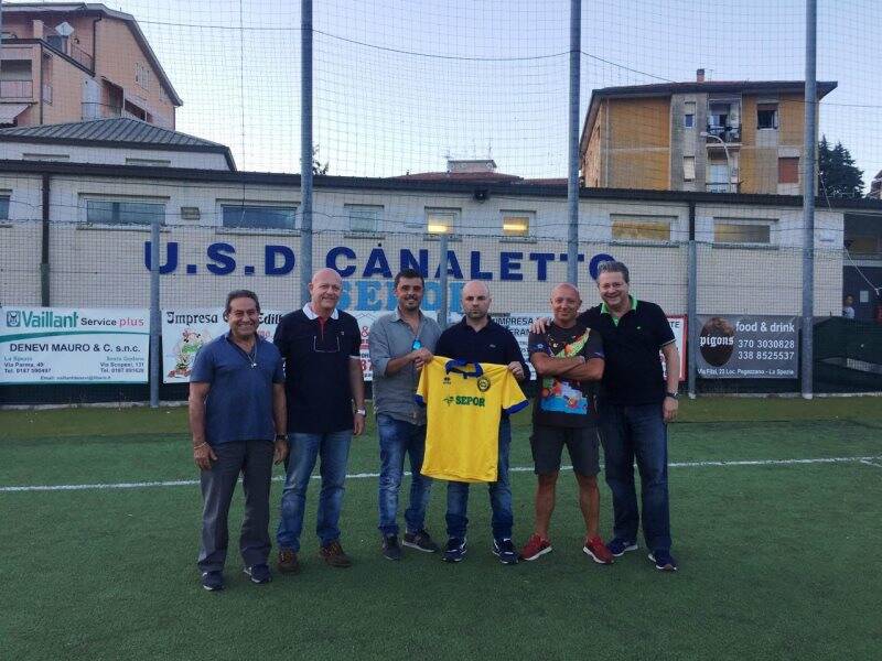 La presentazione di mister Bastianelli, neo allenatore del Canaletto, e del suo staff con Cerrone, Calcagnini e Vaccarini.