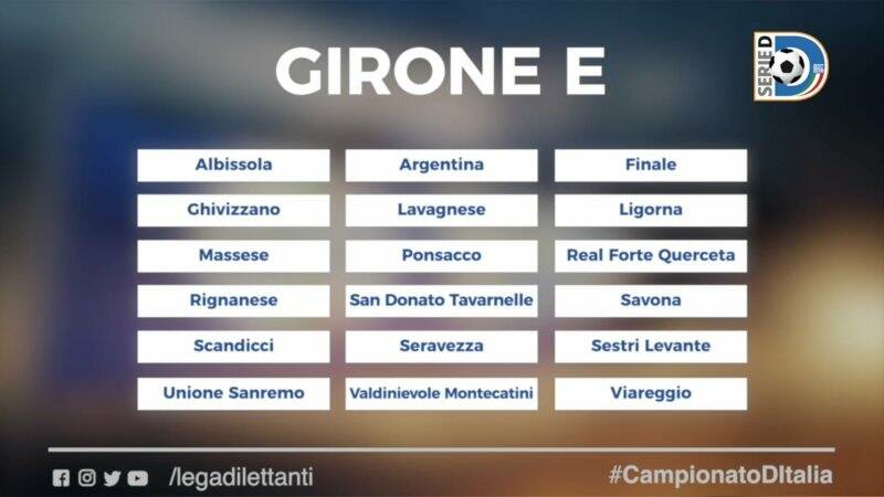 Le formazioni partecipanti al Girone E di Serie D per la stagione 2017 - 2018.