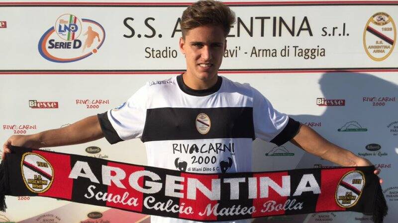 Davide Malafronte neo attaccante dell'Argentina di Arma di Taggia.