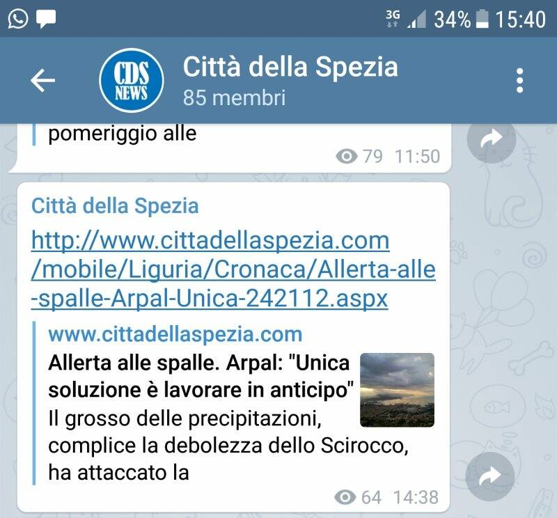 Il canale Telegram di Città della Spezia