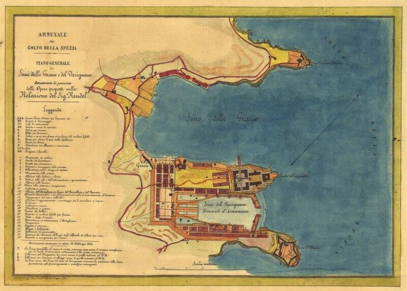 Arsenale nel Golfo della Spezia – Piano Generale dei Seni delle Grazie e del Varignano (1854)