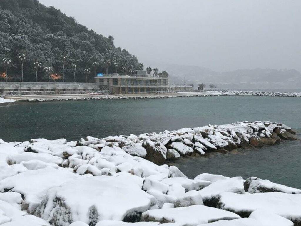 Lo stabilimento Colombo coperto di neve