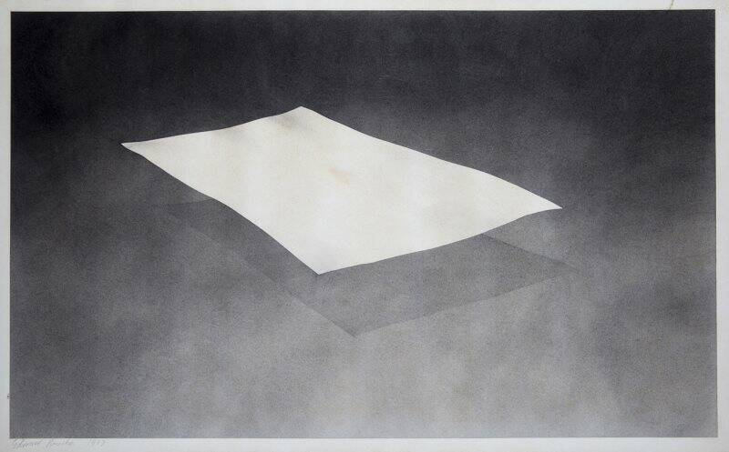 Suspended sheet with beet stain (1972 ca), Edward Ruscha