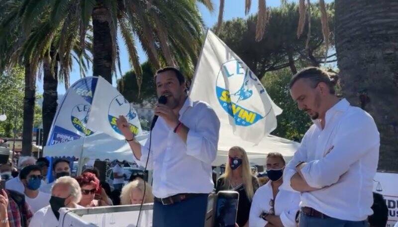 Matteo Salvini alla Spezia il 9 luglio 2021