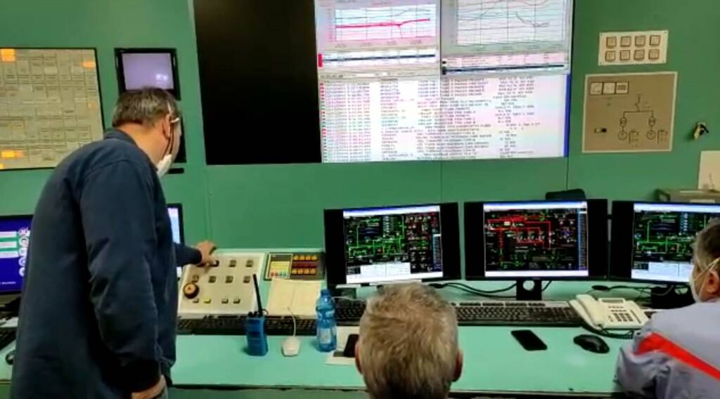 Il momento dello spegnimento del gruppo SP3 a carbone della centrale Enel