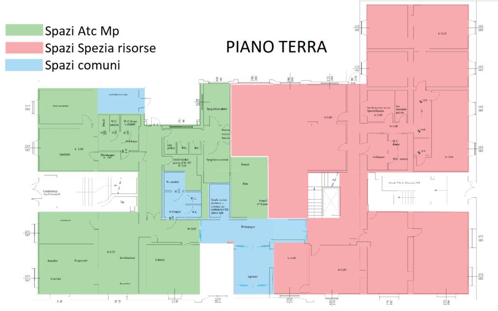 La suddivisione tra Spezia risorse e Atc Mp del piano terra dell'ex caserma della Municipale