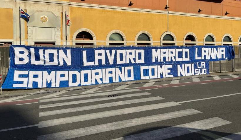 Uno striscione per il presidente Lanna