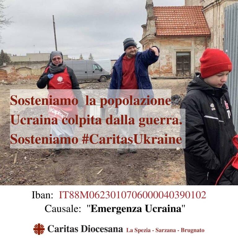 Il volantino per aderire alla raccolta fondi indetta da Caritas italiana a sostegno dell'Ucraina