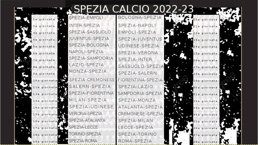 Il calendario dello Spezia 2022-23