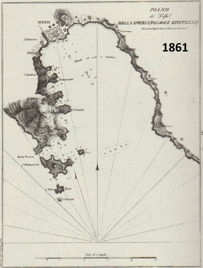 La mappa del Golfo della Spezia del 1861