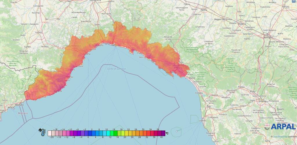 La mappa del caldo in Liguria