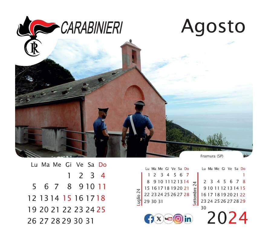 Dodici mesi con il calendario storico dei Carabinieri, nelle pagine dei  prodotti editoriali spunta anche Framura - Città della Spezia